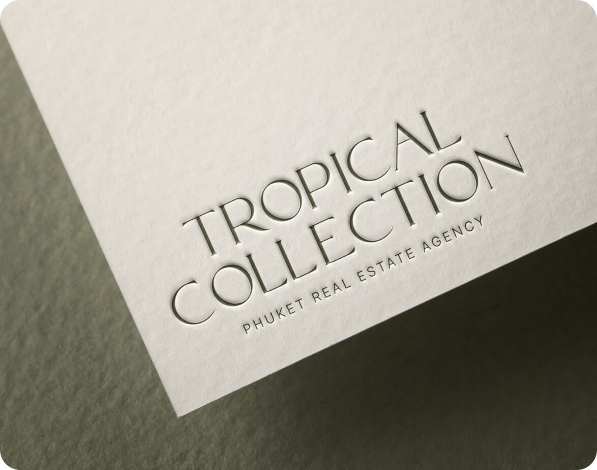 Визитная карточка Tropical Collection с тиснением логотипа
